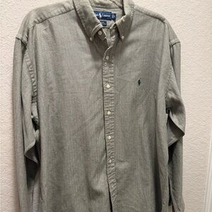 Vintage Ralph Lauren Herringbone Men's Casual Button-Down Shirt Size L